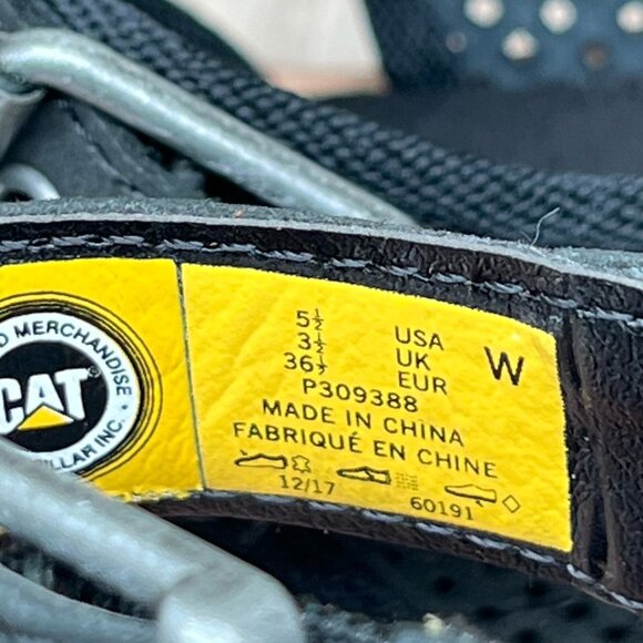 CAT Caterpillar Sandals Womens Sz 5.5 Martine Perforated Slingback Leather Black - Picture 10 of 11